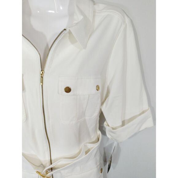 Sharagano Ivory Sheath Pocket Half Zip Career Office Dress size 10 NWT - Picture 5 of 10